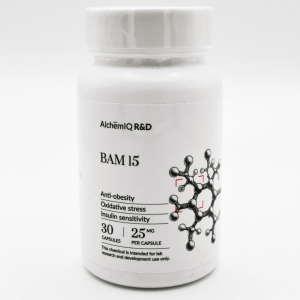 BAM 15 capsule bottle on white background