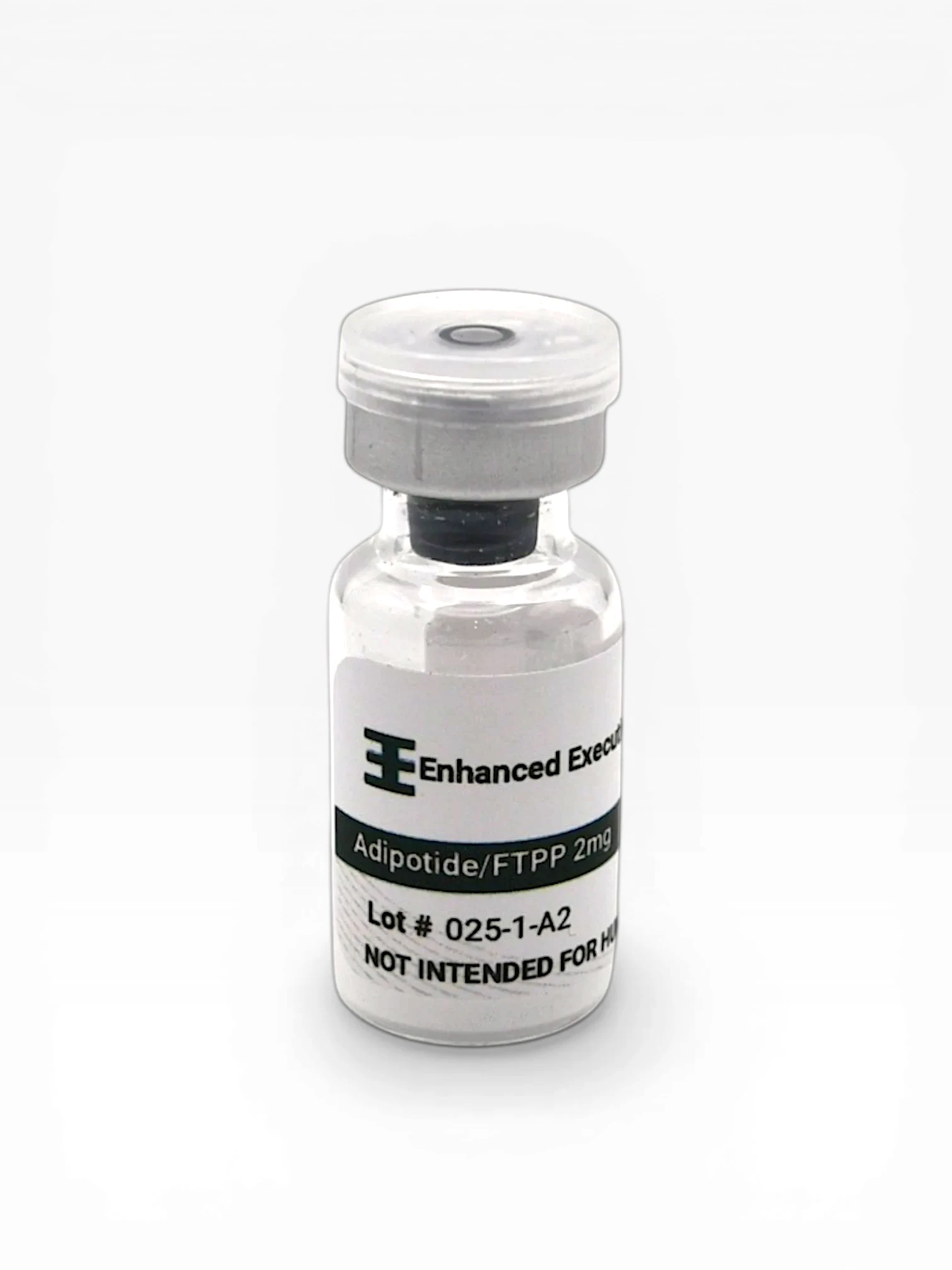 Enhanced Executive Adipotide FTPP 2mg peptide vial with clear cap on white background
