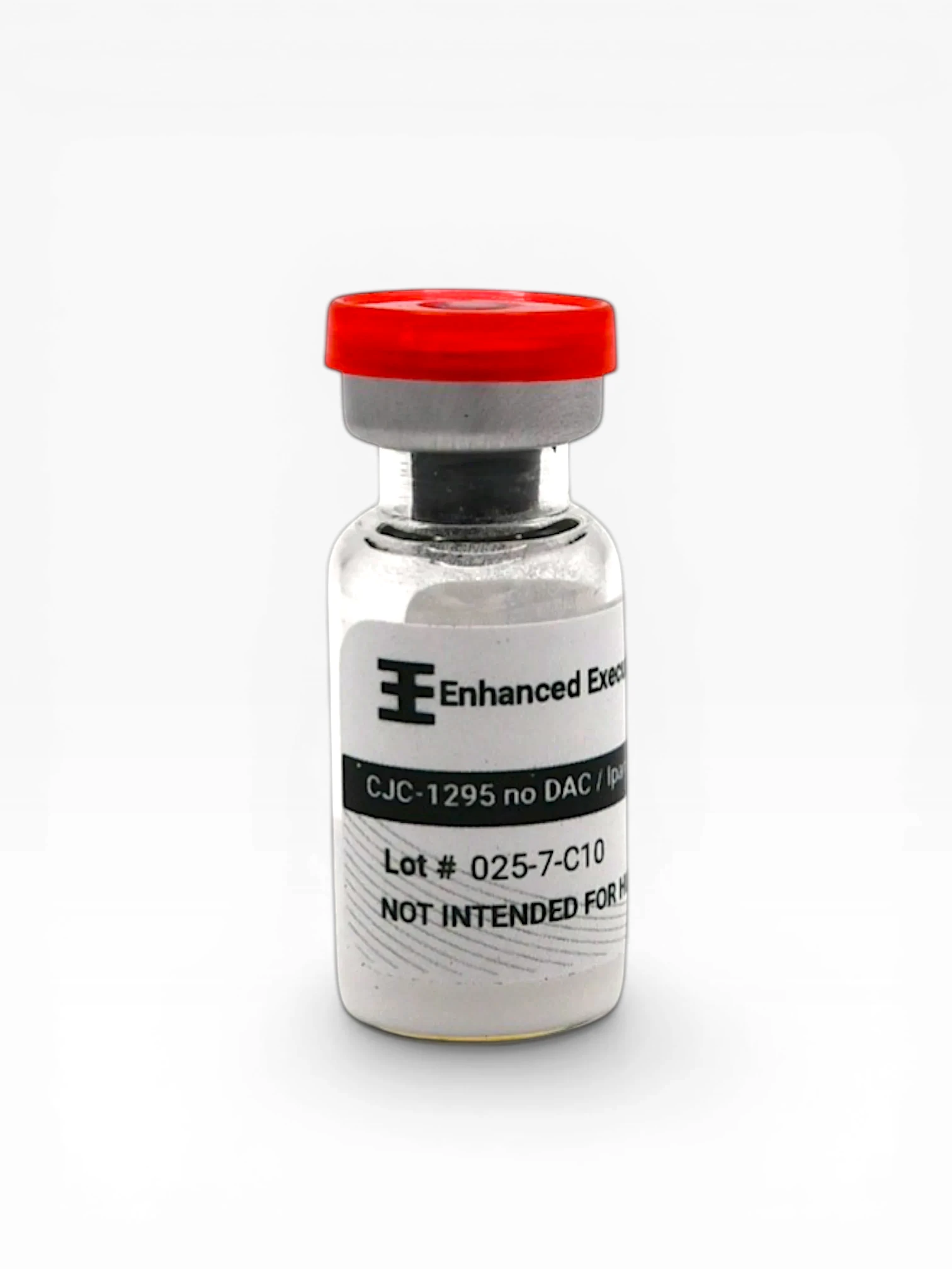 Enhanced Executive CJC-1295 no DAC Ipamorelin blend peptide vial with red cap on white background