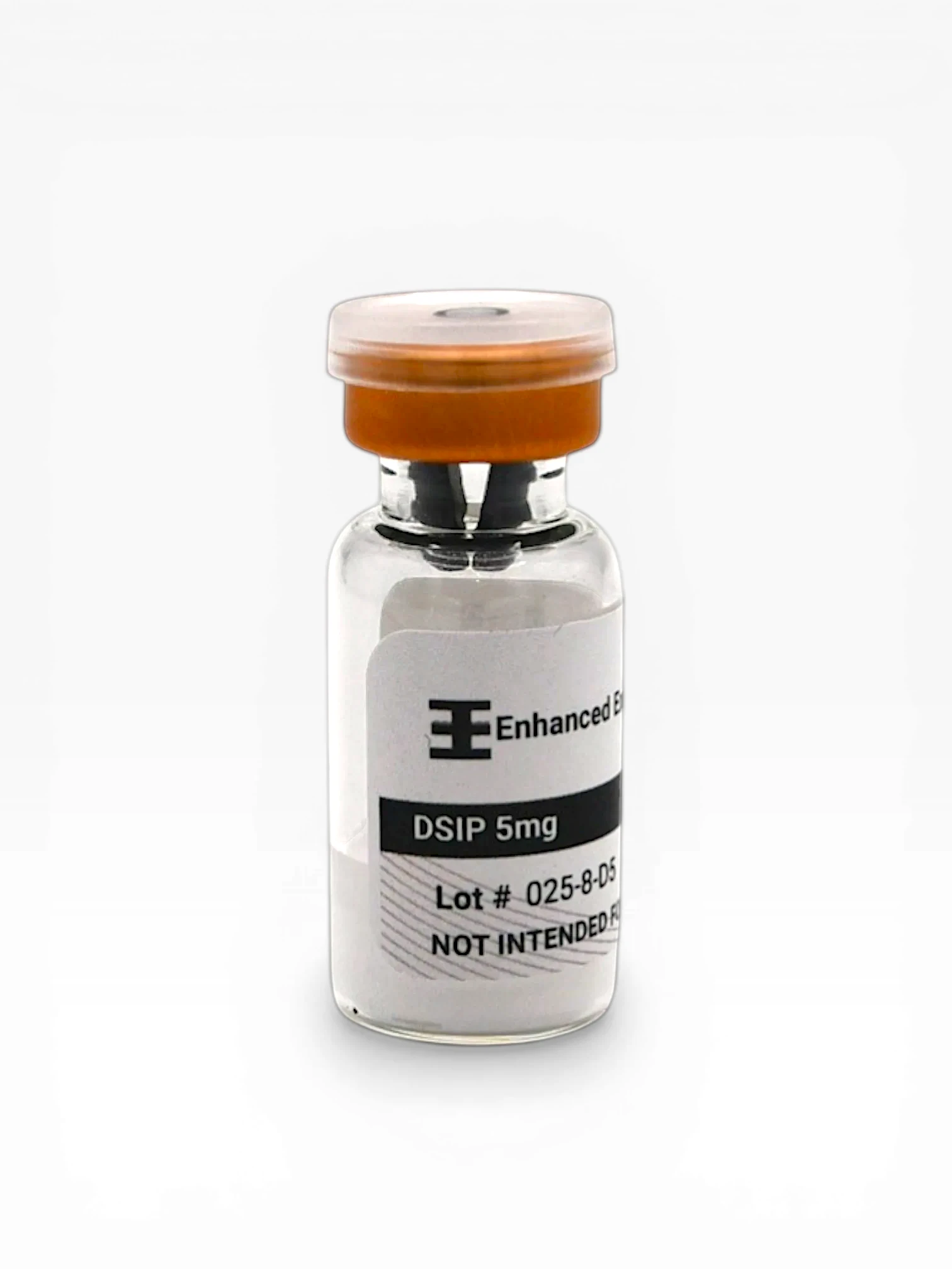 Enhanced Executive DSIP 5mg peptide vial with orange cap on white background