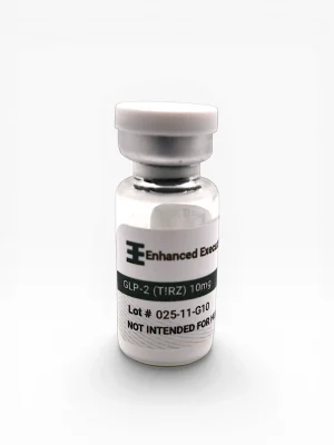 Enhanced Executive GLP-2 T!RZ Tirzepatide 10mg peptide vial with white cap on white background