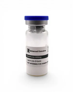 Enhanced Executive Glutathione 600mg vial with blue cap on white background
