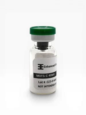 Enhanced Executive MOTS-C 40mg peptide vial with green cap on white background