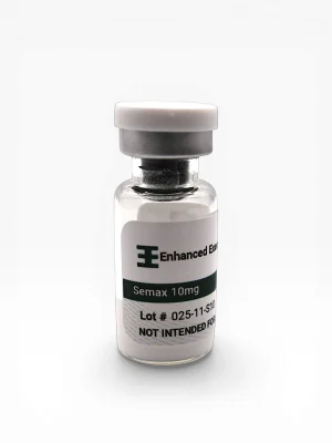 Enhanced Executive Semax 10mg peptide vial with white cap on white background