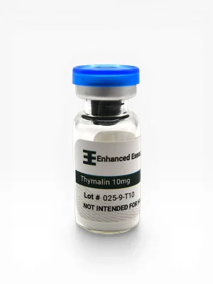 Enhanced Executive Thymalin 10mg peptide vial with blue cap on white background