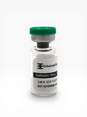 Enhanced Executive Epithalon 10mg peptide vial with green cap on white background