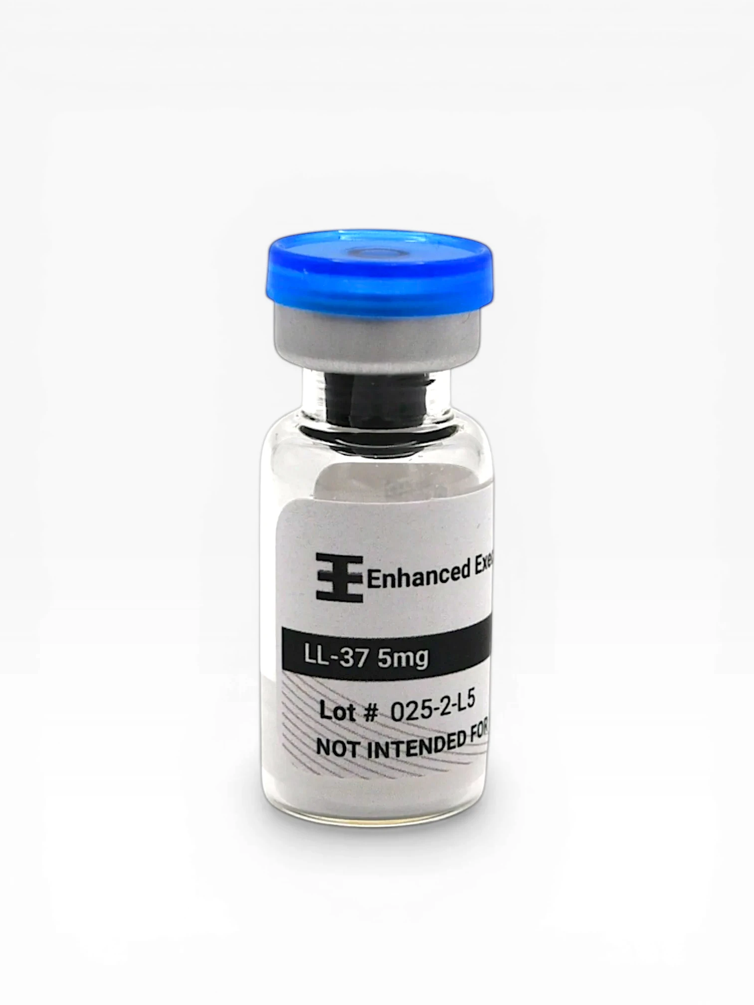 Enhanced Executive LL-37 5mg peptide vial with blue cap on white background